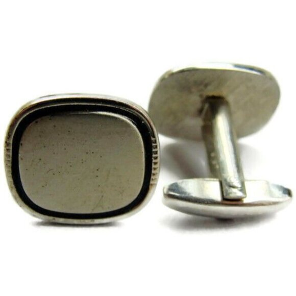 Foster Vtg 925 Sterling Silver Black Trim Cufflinks Shirts Tux Wedding Men Used - Picture 6 of 10